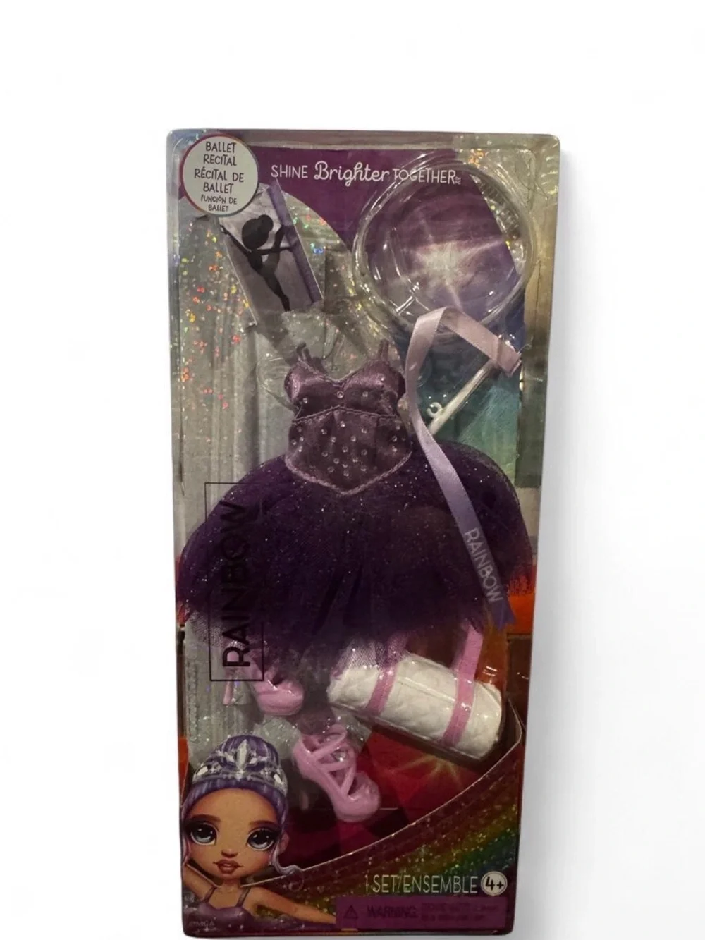 Rainbow Purple Glitter Tutu Dress & Accessories Set